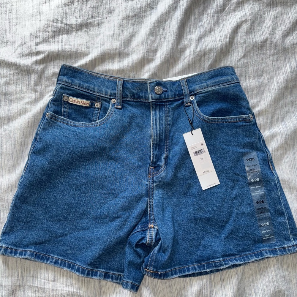 Calvin Klein Blue Jean Shorts High-Waisted Classic